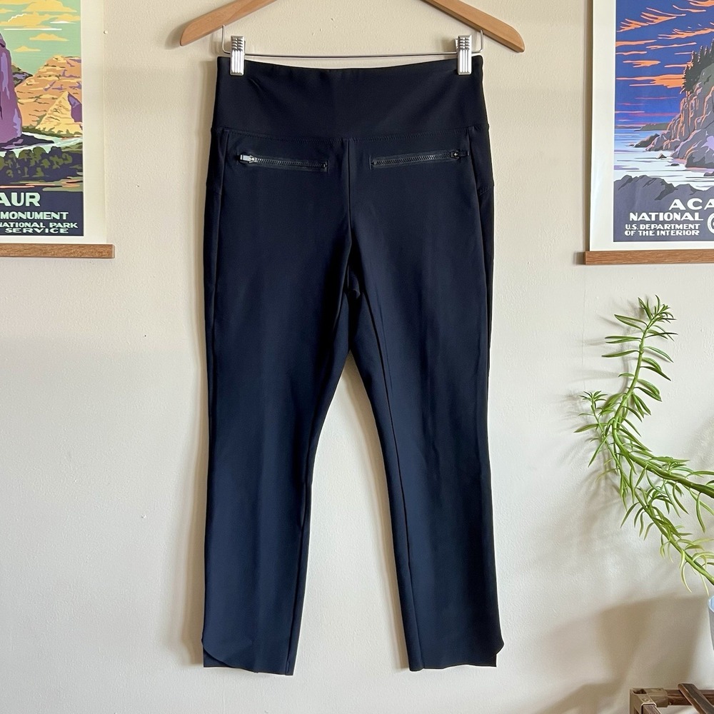 Athleta Stellar Crop Pants Small Petite Black Zipper Pockets EUC Athleisure